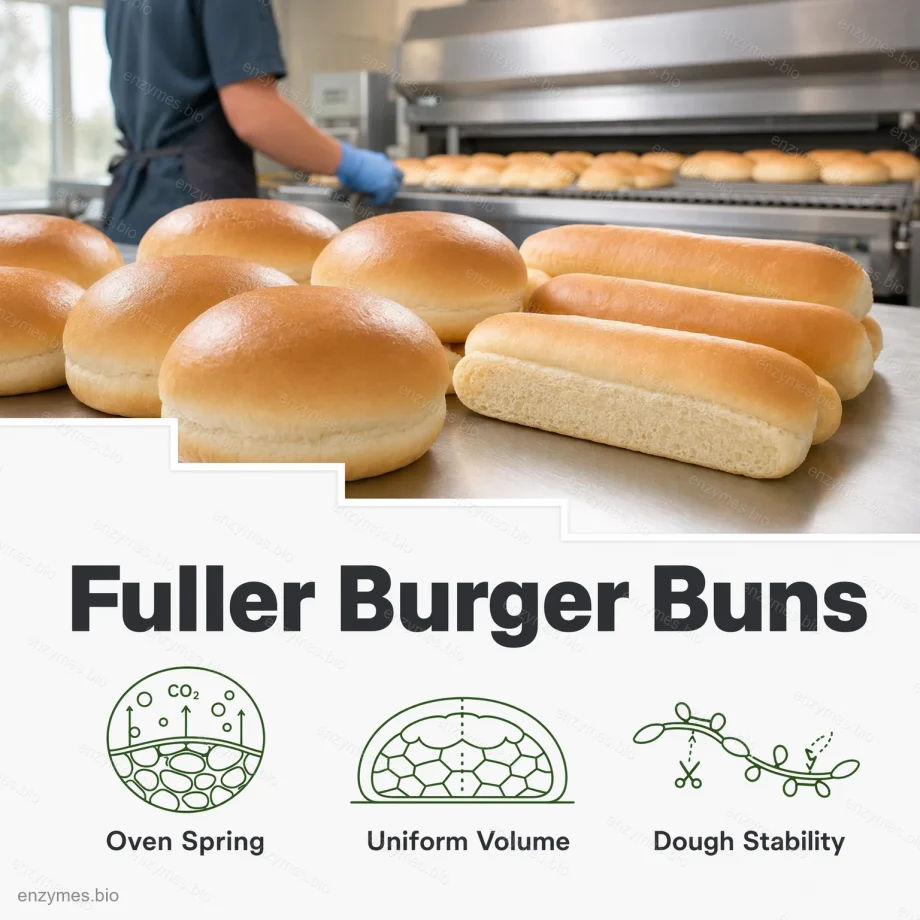 Bakery Softness Enzyme Blend powder for fuller burger buns — wholesale industrial enzyme by enzymes.bio