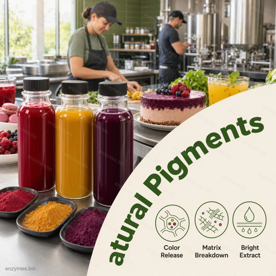 Elintarvikelaatuinen sellulaasientsyymi kasvitieteelliseen uuttoon 6 Elintarvikelaatuinen sellulaasientsyymijauhe luonnollisille pigmenteille — enzymes.bio:n teollisuusentsyymien tukkumyynti